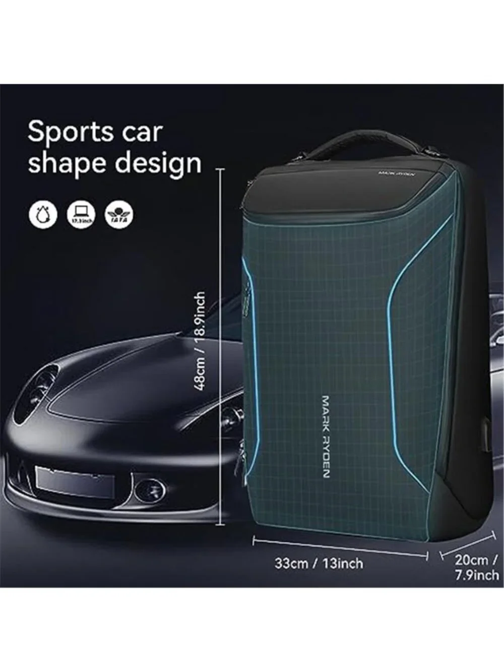 Waterproof Travel Laptop Backpack 17 Inch USB Charging Men Business Black Bag